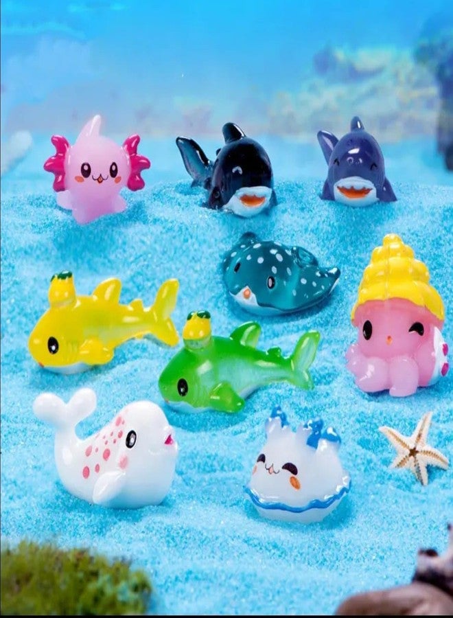 VRB Dec مجموعة تحف مصغرة من VRB Dec لتزيين المنزل، لوحة قيادة السيارة، عيد الحب، غرفة المعيشة، هدايا، تماثيل، أدوات تزيين الكيك، تماثيل لتزيين المنزل. (18 قطعة من حيوانات المحيط المصغرة) - Image 1